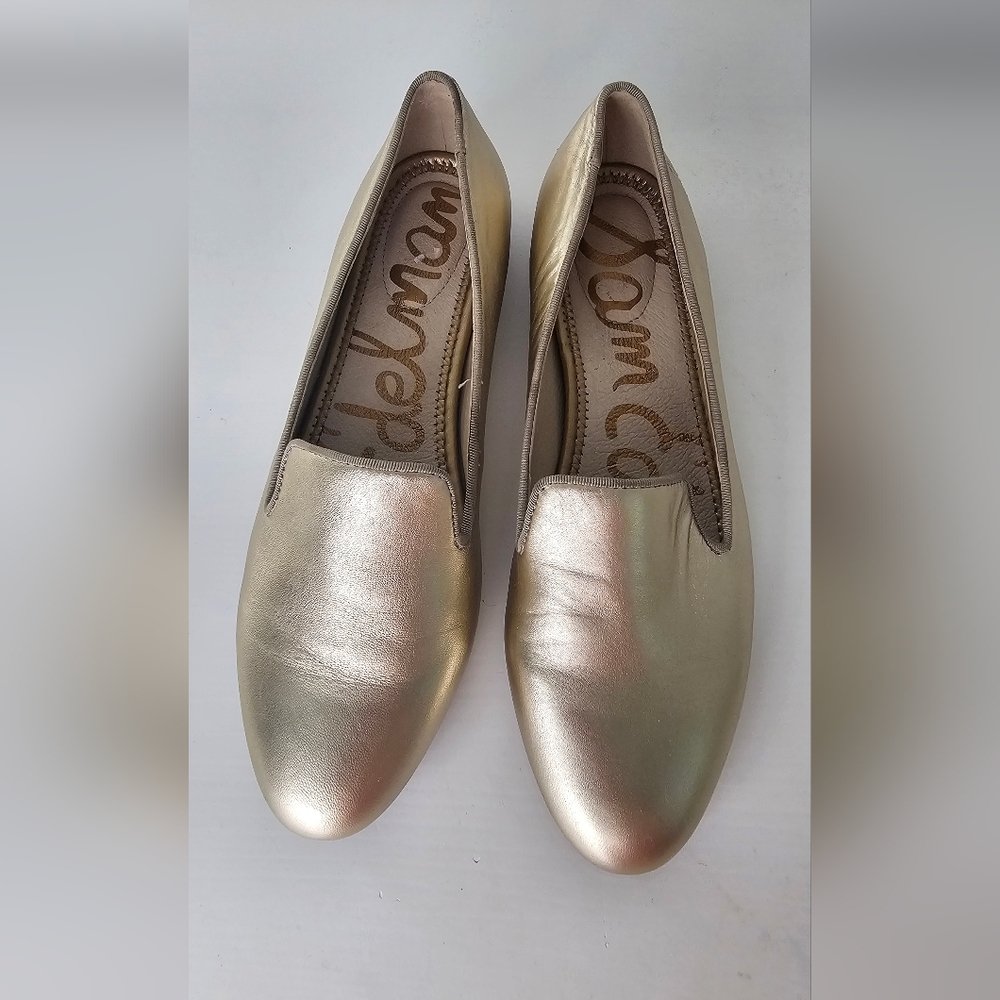 Sam Edelman Jordy Loafer Molten Gold Leather Size 7.5